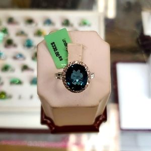 Sterling Topaz Simulated London Blue Topaz In Ster